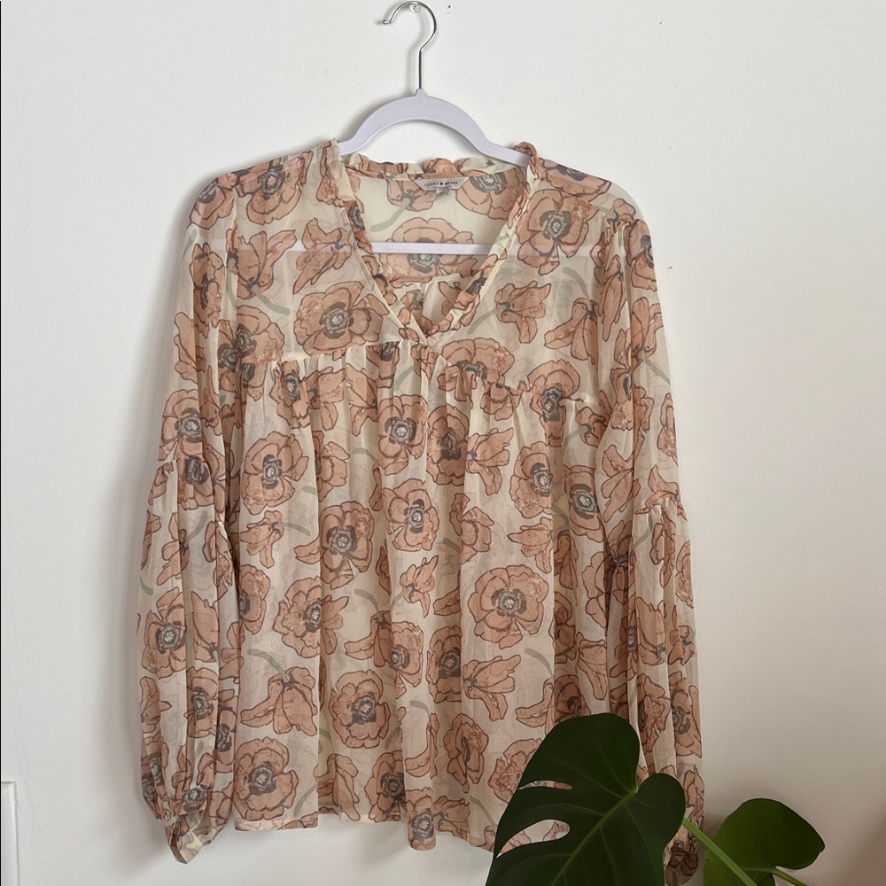 Floral Lucky Brand Sheer Women's Top